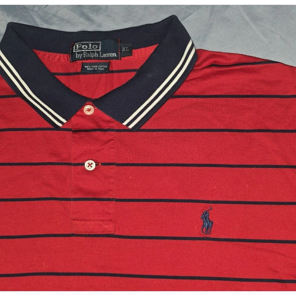 Polo Ralph Lauren 2008 US Open Tennis Red Striped Polo Shirt Men XL
